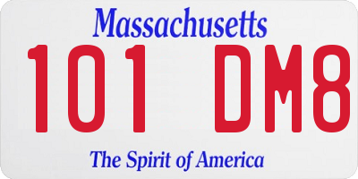 MA license plate 101DM8