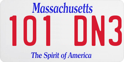 MA license plate 101DN3