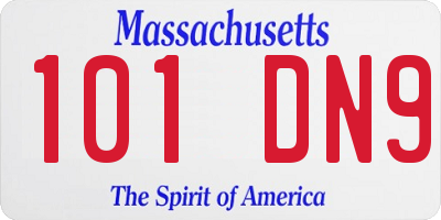 MA license plate 101DN9