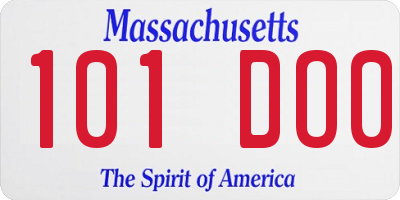 MA license plate 101DO0