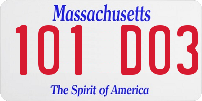 MA license plate 101DO3