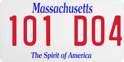 MA license plate 101DO4