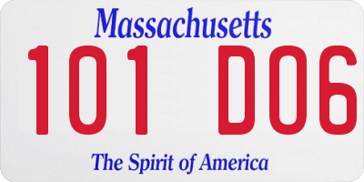 MA license plate 101DO6