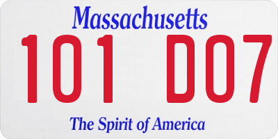 MA license plate 101DO7