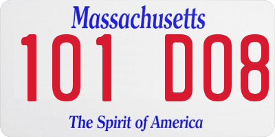 MA license plate 101DO8