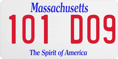 MA license plate 101DO9