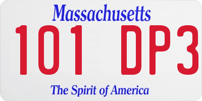 MA license plate 101DP3