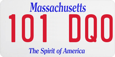 MA license plate 101DQ0