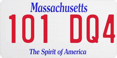 MA license plate 101DQ4