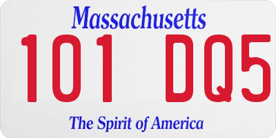 MA license plate 101DQ5