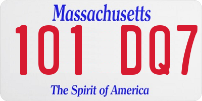 MA license plate 101DQ7