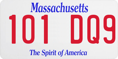 MA license plate 101DQ9