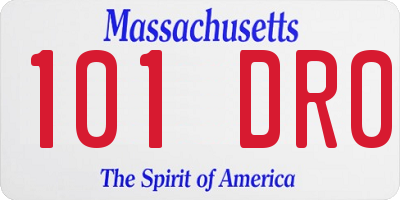 MA license plate 101DR0