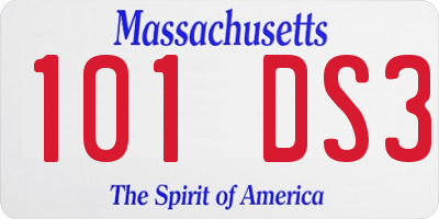 MA license plate 101DS3