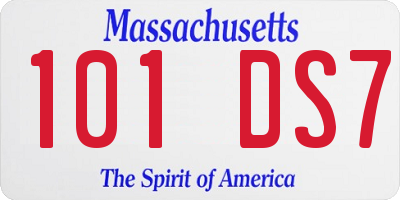 MA license plate 101DS7