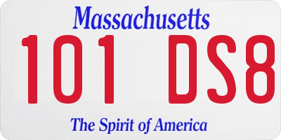 MA license plate 101DS8