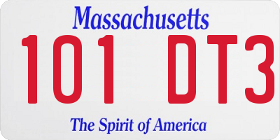 MA license plate 101DT3