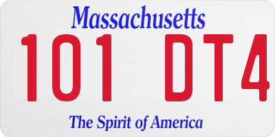 MA license plate 101DT4