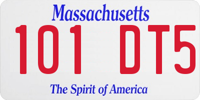 MA license plate 101DT5