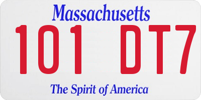 MA license plate 101DT7