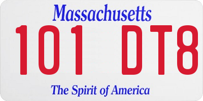 MA license plate 101DT8