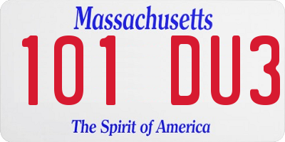 MA license plate 101DU3