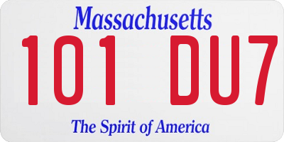 MA license plate 101DU7