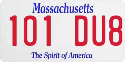 MA license plate 101DU8