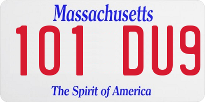 MA license plate 101DU9