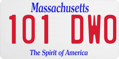 MA license plate 101DW0