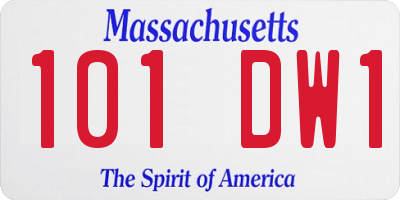 MA license plate 101DW1