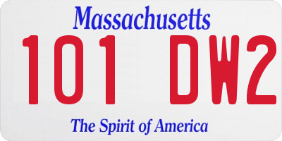 MA license plate 101DW2