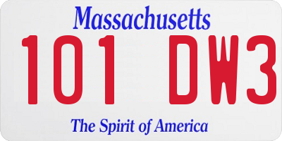 MA license plate 101DW3