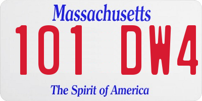 MA license plate 101DW4