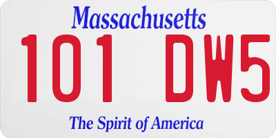 MA license plate 101DW5