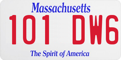 MA license plate 101DW6