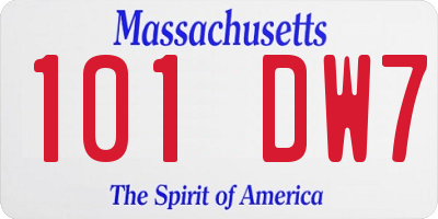 MA license plate 101DW7