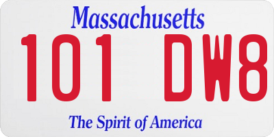 MA license plate 101DW8