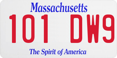 MA license plate 101DW9