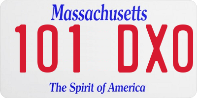 MA license plate 101DX0