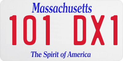 MA license plate 101DX1