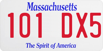 MA license plate 101DX5