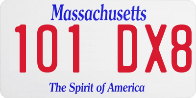 MA license plate 101DX8