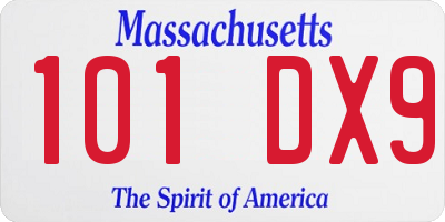 MA license plate 101DX9