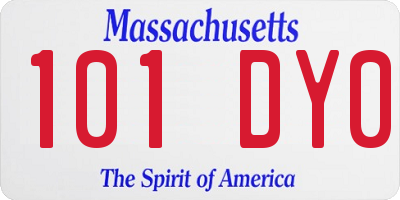 MA license plate 101DY0