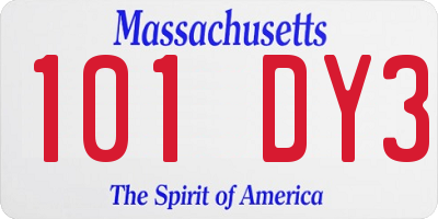 MA license plate 101DY3