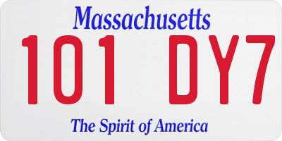 MA license plate 101DY7