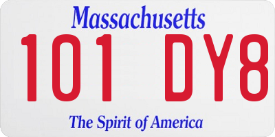 MA license plate 101DY8