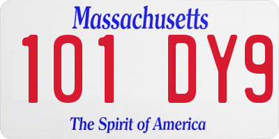 MA license plate 101DY9