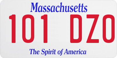 MA license plate 101DZ0